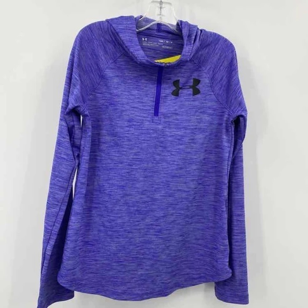 Under Armour Girls‎ Youth Med Purple Heatgear Quarter Zip Pullover Hooded Layer